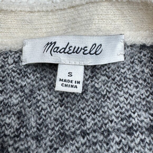 Madewell Ryder Cardigan Women's Merino Wool Blend Black Windowpane pattern, Sz S - Picture 6 of 8